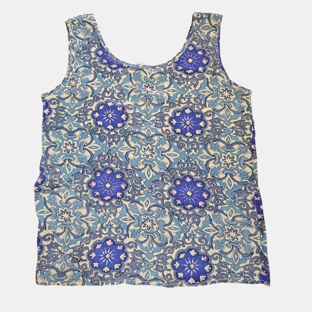 Anna‎ & Frank Silk Geometric Print Sleeveless Tank Blouse Top S Boho Coastal
